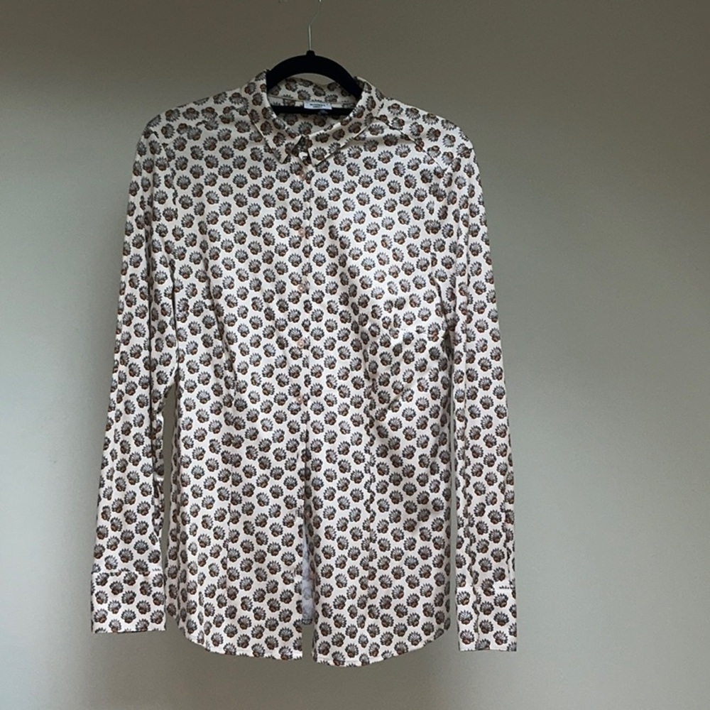 DESOTO cream patterned Button Down Shirt - no iron size 42 - Brand New not worn